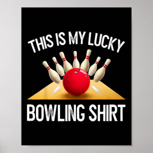 Funny Lucky Bowling Team Vintage Retro Gift Tee  Poster
