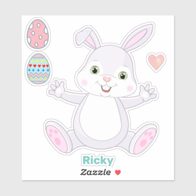 Funny Lucky Bunny and Easter Eggs (Sheet)