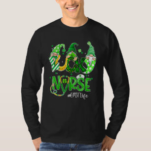 Funny Lucky Emt Life Nurse Gnomies Leopard St Patr T-Shirt