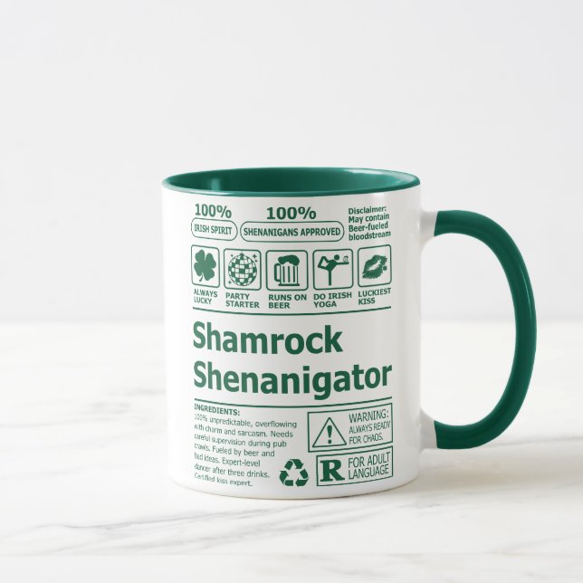 Funny Lucky Irish Shamrock St Patricks Day  Mug (Right)