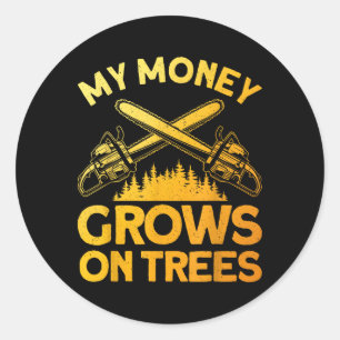 Funny Lumberjack Art For Men Tree Cutter Saw Logge Classic Round Sticker