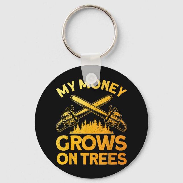 Funny Lumberjack Art For Men Tree Cutter Saw Logge Keychain (Front)