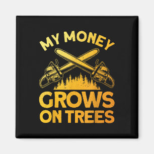 Funny Lumberjack Art For Men Tree Cutter Saw Logge Magnet