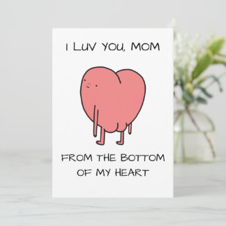 Funny Luv You Mom Pink Illustrated Mother's Day Holiday Card