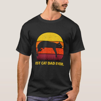 Funny Lying Cat With Sunglasses Best Cat Dad Ever T-Shirt