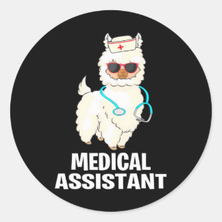 Funny MA Certified Medical Assistant Llama Classic Round Sticker