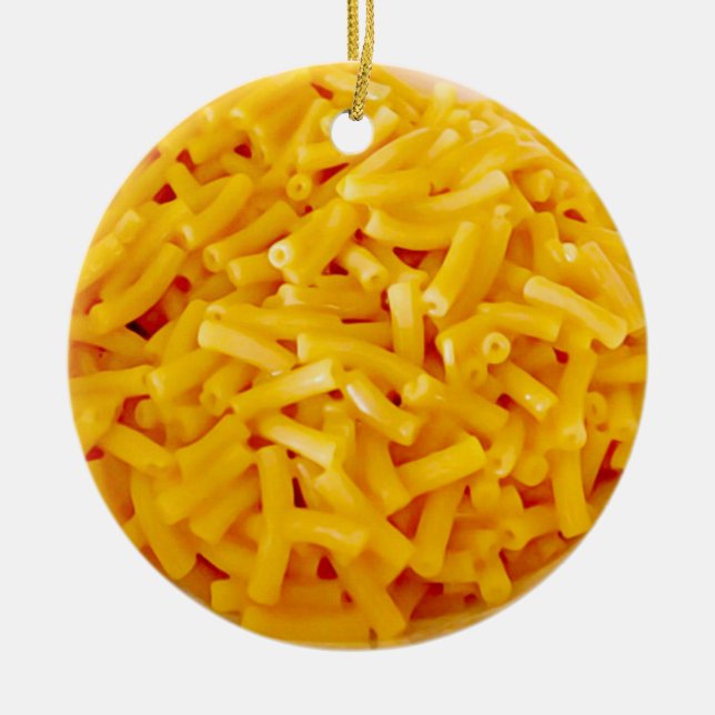 Funny Mac and Cheese Gag Gift Food Christmas Ceramic Ornament (Front)