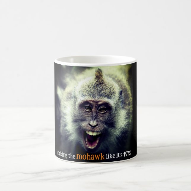Funny macaque monkey photo coffee mug (Center)