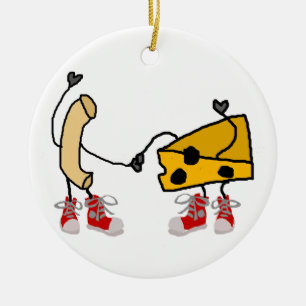 Funny Macaroni and Cheese Cartoon Art Ceramic Ornament