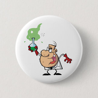 Funny Mad Scientist Holding Green Potion 2 Inch Round Button