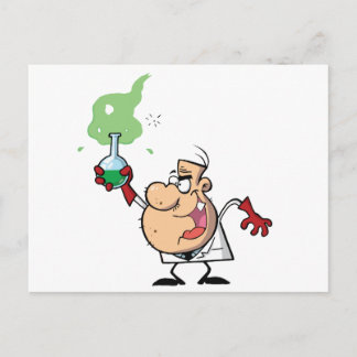Funny Mad Scientist Holding Green Potion Postcard