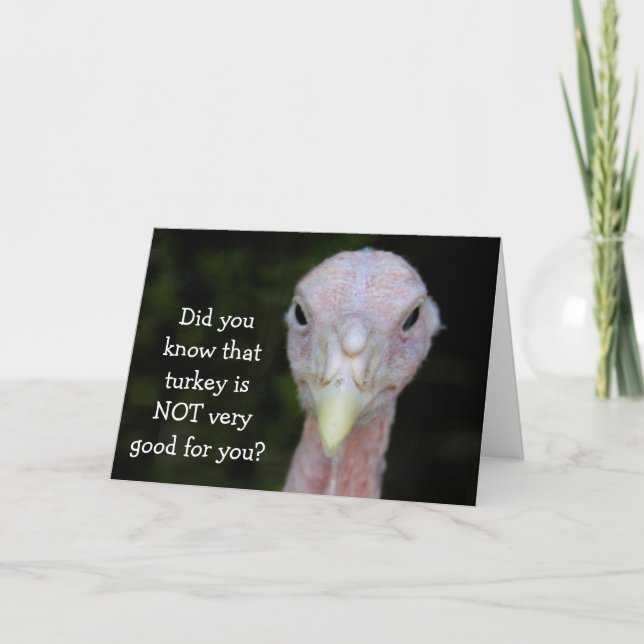 Funny Mad Turkey Thanksgiving Holiday Card (Front)