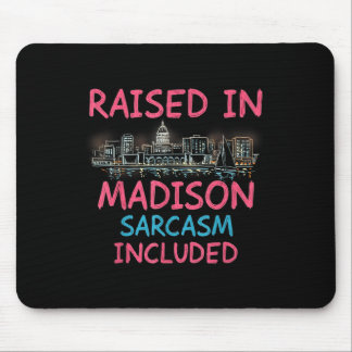 Funny Madison Wisconsin Night Skyline Vintage Mouse Pad