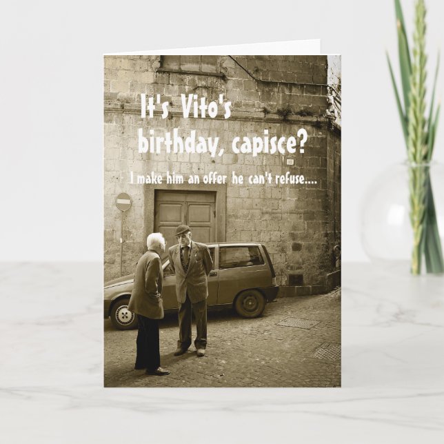 Funny mafia birthday customizable greeting card (Front)