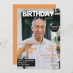 Funny Magazine Editorial Photo 92nd birthday Invitation