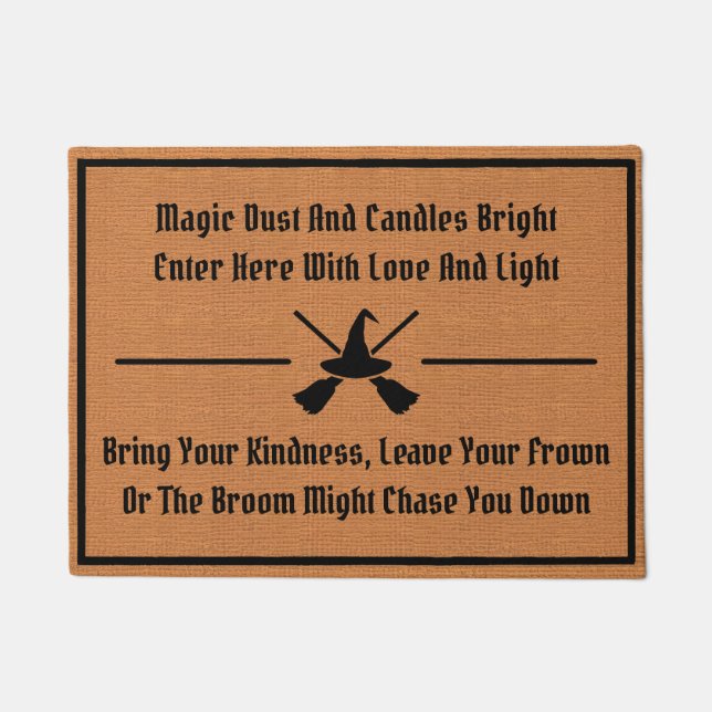 Funny Magic Spell Rustic Minimalist Witch Humour Doormat (Front)