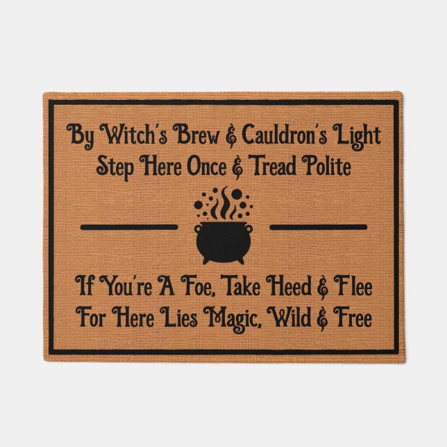 Funny Magic Spell Whimsical Humour Brown Minimalis Doormat (Front)