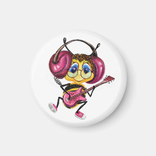 Funny Magnet with Guitar Player Bee