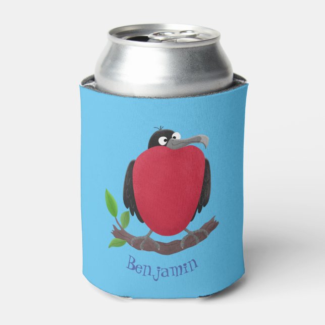 Funny magnificent frigate bird cartoon can cooler (Can Front)