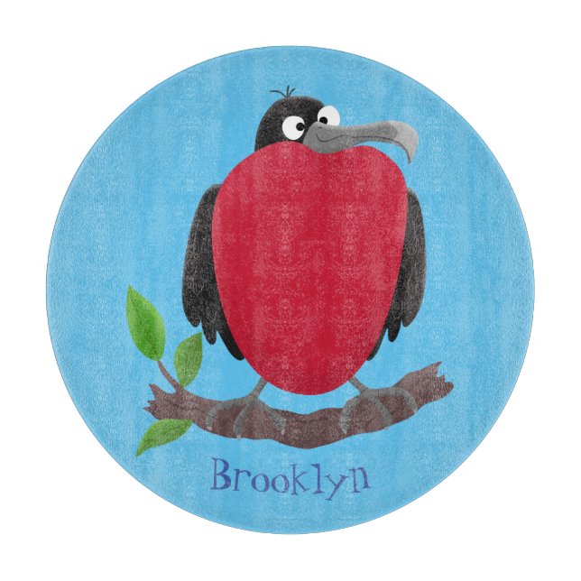 Funny magnificent frigate bird cartoon cutting board (Front)