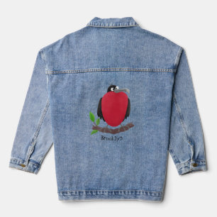 Funny magnificent frigate bird cartoon denim jacket