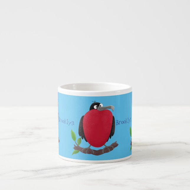 Funny magnificent frigate bird cartoon espresso cup (Front)