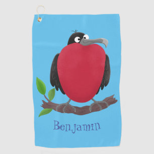 Funny magnificent frigate bird cartoon golf towel