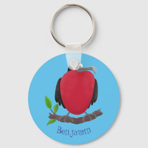 Funny magnificent frigate bird cartoon keychain