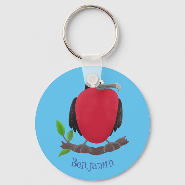 Funny magnificent frigate bird cartoon keychain (Front)