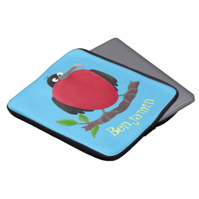 Funny magnificent frigate bird cartoon laptop sleeve (Front Top)