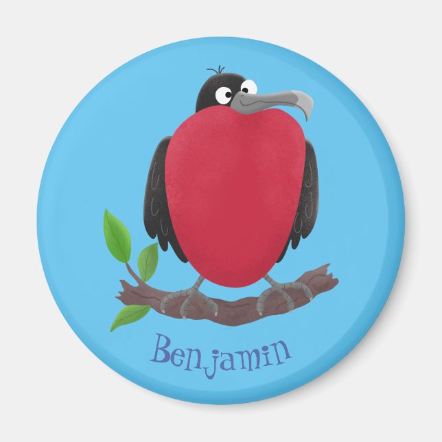 Funny magnificent frigate bird cartoon magnet (Front)