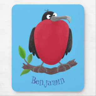 Funny magnificent frigate bird cartoon mouse pad
