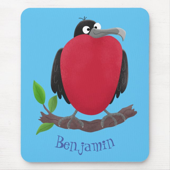 Funny magnificent frigate bird cartoon mouse pad (Front)