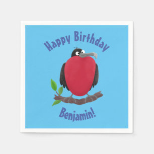Funny magnificent frigate bird cartoon napkins