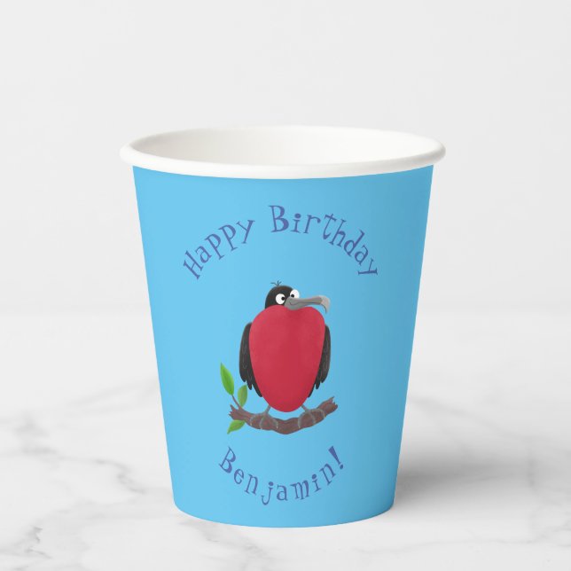 Funny magnificent frigate bird cartoon paper cups (Front)