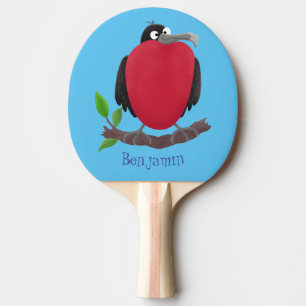Funny magnificent frigate bird cartoon ping pong paddle