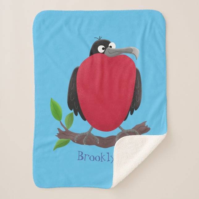 Funny magnificent frigate bird cartoon sherpa blanket (Front)