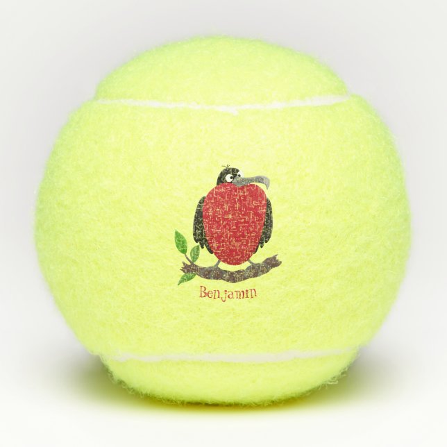 Funny magnificent frigate bird cartoon tennis balls (Front)