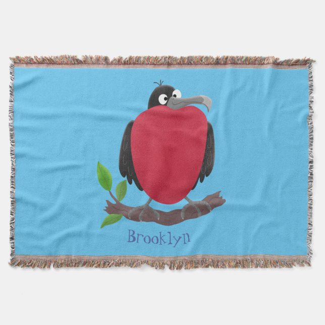 Funny magnificent frigate bird cartoon throw blanket (Front)