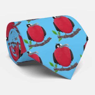 Funny magnificent frigate bird cartoon tie