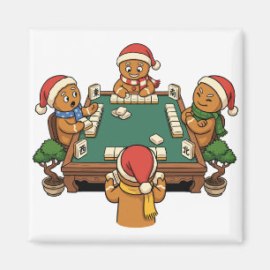 Funny Mahjong Christmas Gingerbread Chinese Game Magnet