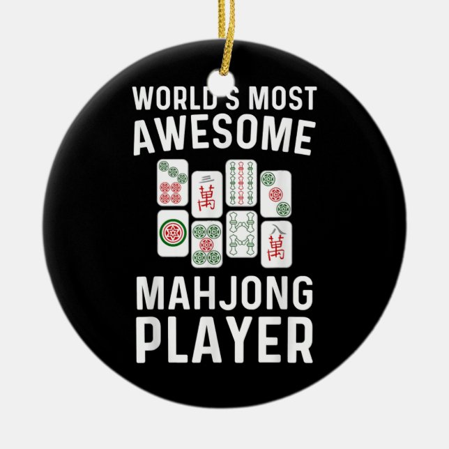 Funny Mahjong Gift For Men Women Tile Game Lover Ceramic Ornament (Front)