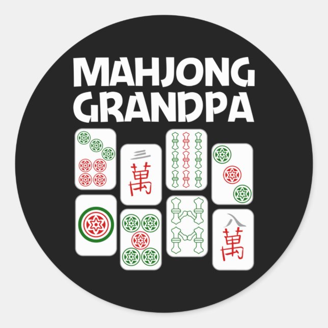 Funny Mahjong Gift Grandpa Dad Men Tile Game Lover Classic Round Sticker (Front)