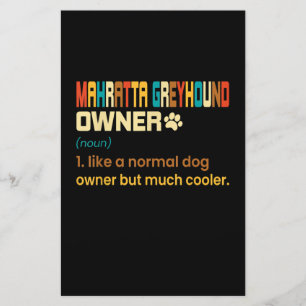 Funny Mahratta Greyhound Vintage Retro Dog Mom Dad Stationery