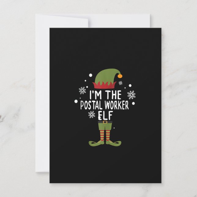 Funny Mail Truck Mailman Postal Worker Elf Christm Invitation (Front)