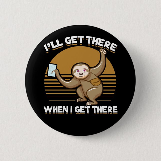 Funny Mailman Sloth Postal Worker 2 Inch Round Button (Front)
