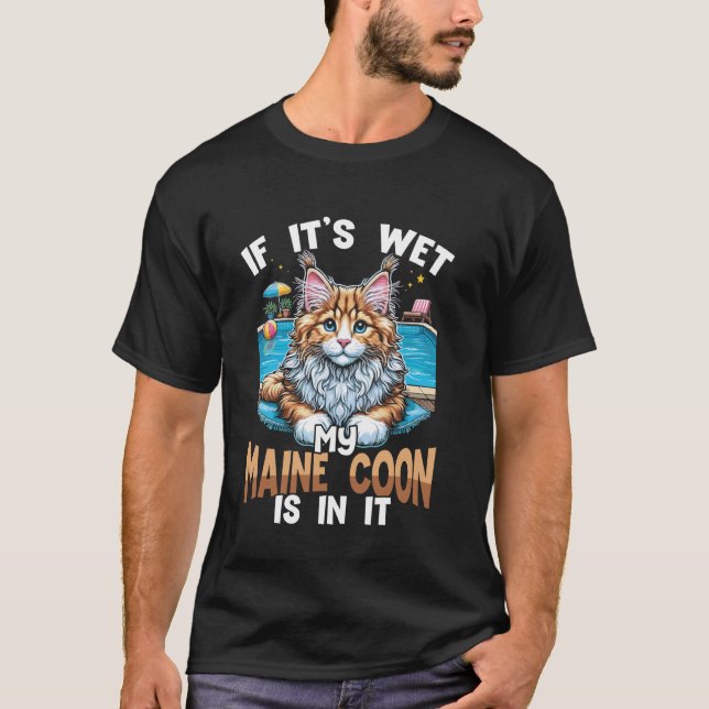 Funny Maine Coon Cat Graphic T-Shirt (Front)