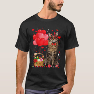 Funny Maine Coon Cat Heart Valentine Cat Lover T-Shirt