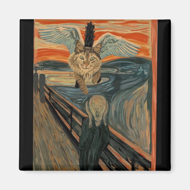 Funny Maine Coon Cat The Scream Magnet (Front)