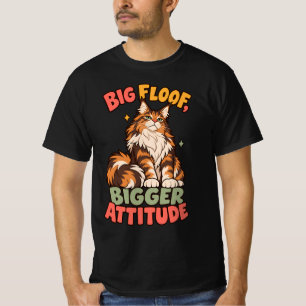 Funny Maine Coon Orange Tabby Cartoon Attitude T-Shirt